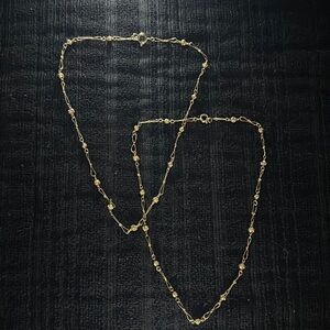 Vintage Gold-Tone Knotted Ball & Loop Necklaces~Set of 2